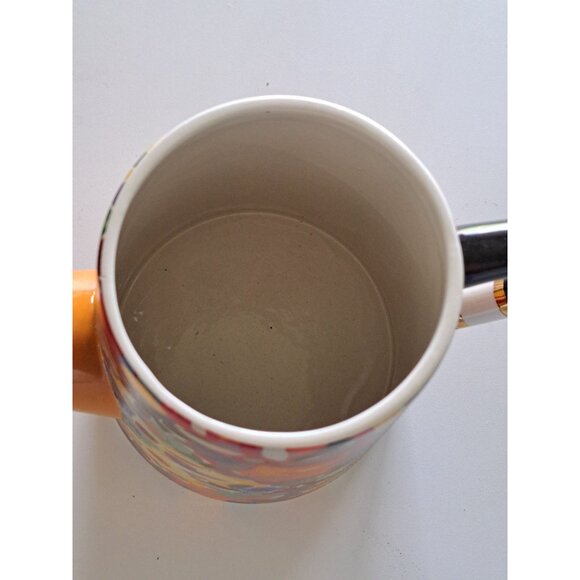 MacKenzie-Childs Avant Garden Watering Can 8" Ceramic Floral & Striped Design - Picture 4 of 11